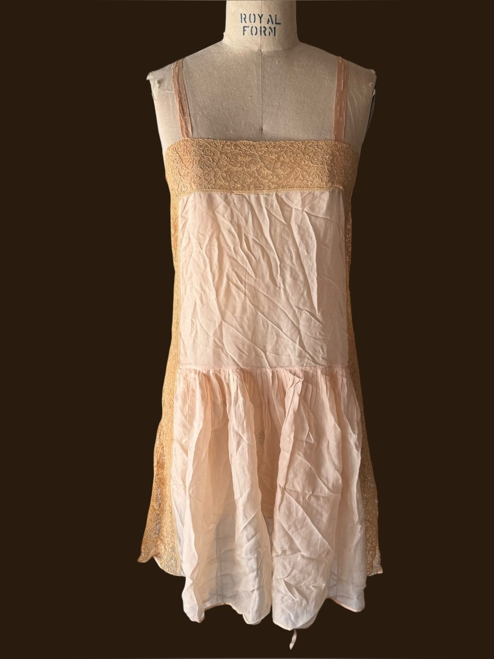 Vintage 1920’s Antique Lace Chemise Slip Flapper Era Lingerie Step in Dress